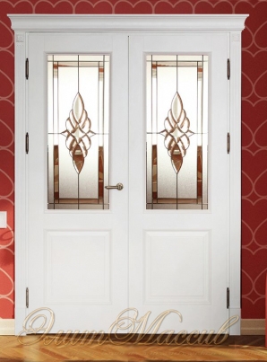 Классические двойные межкомнатные двери из массива белого цвета