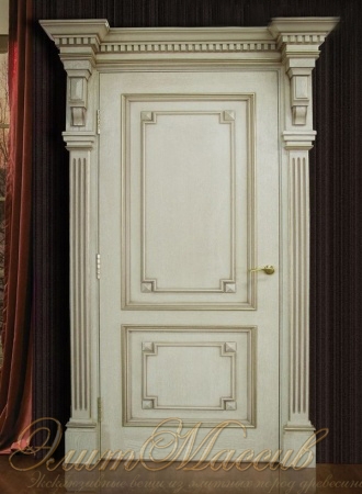 Межкомнатные двери из массива цвета слоновая кость с патиной нестандартного размера